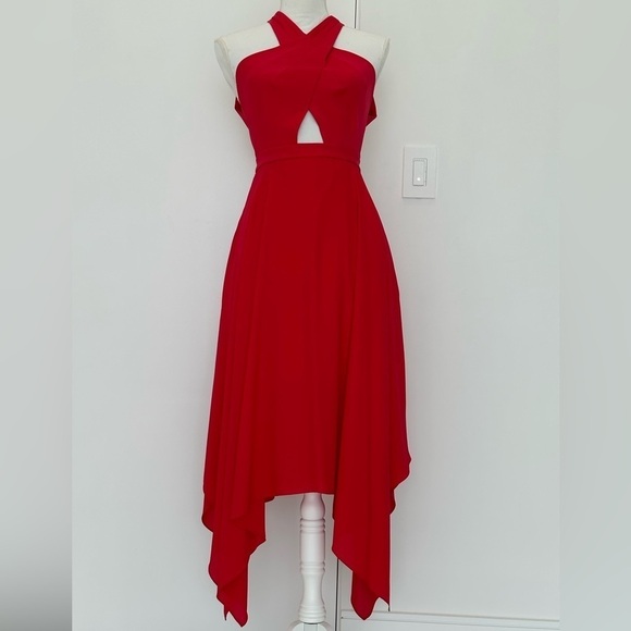 BCBG MaxAzria Annmarie crossover
Halter Asymmetrical Dress size 0 lipstick red - Picture 1 of 8